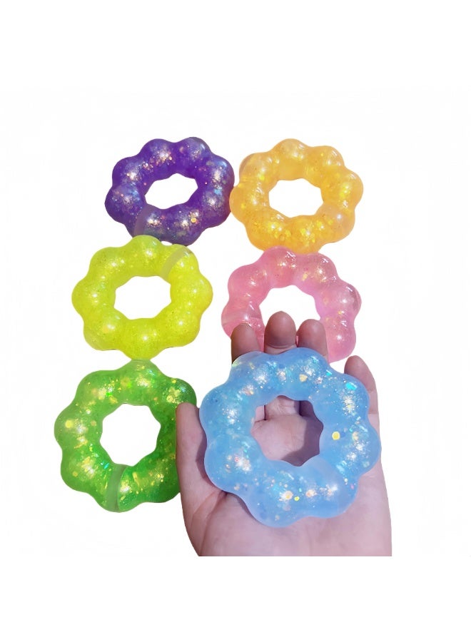 6PCS Stress Bracelet Sensory Toys, Soft and Elastic, Hand Exercise Balls, Sequined Stress-Relieving Toys Suitable for Boys, Girls, Children, and Adults - Image 1